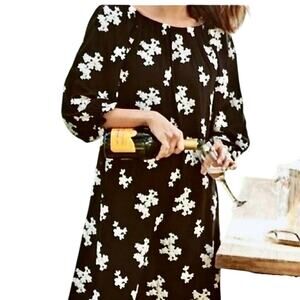 Soft Surroundings Avington Black Embroidered Boho Midi Dress Full Sleeve Floral